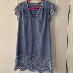 Faherty, Aurora, Eyelet Shift Dress, Chambray